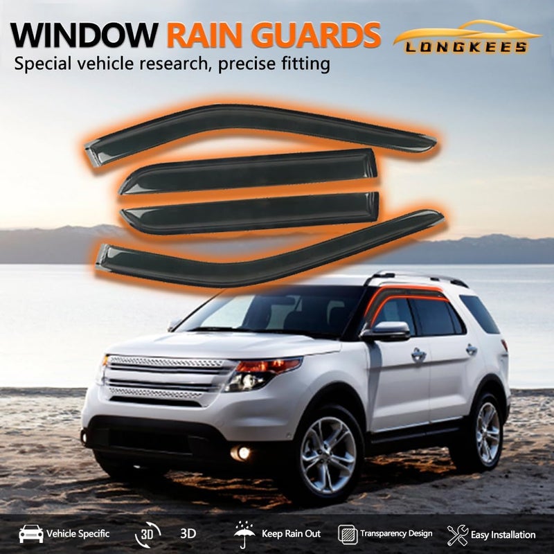 LONGKEES Window Visors Rain Guards FIT 2007–2018 Wrangler JK Unlimited 4-Door – in-Channel Vent Deflectors 4PC Set All-Weather - Image 3